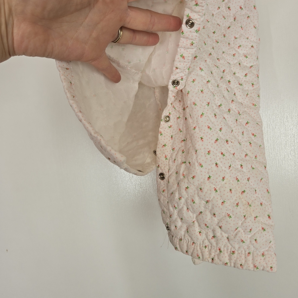 VTG Tiny Tots Baby Girl 12 months Quilted overalls Pink Floral Carrot Romper 90s - Picture 10 of 17